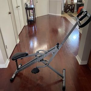 Squat assist row and ride bike for glutes